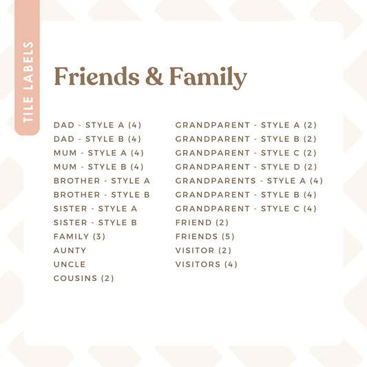Tile Labels - Friends & Family