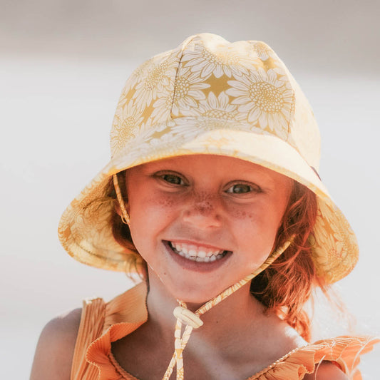 Swim Hat -  Ponytail Bucket - Sunflower